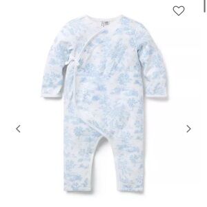 Janie and Jack 6-12m Blue and White Toile Kimono Outfit